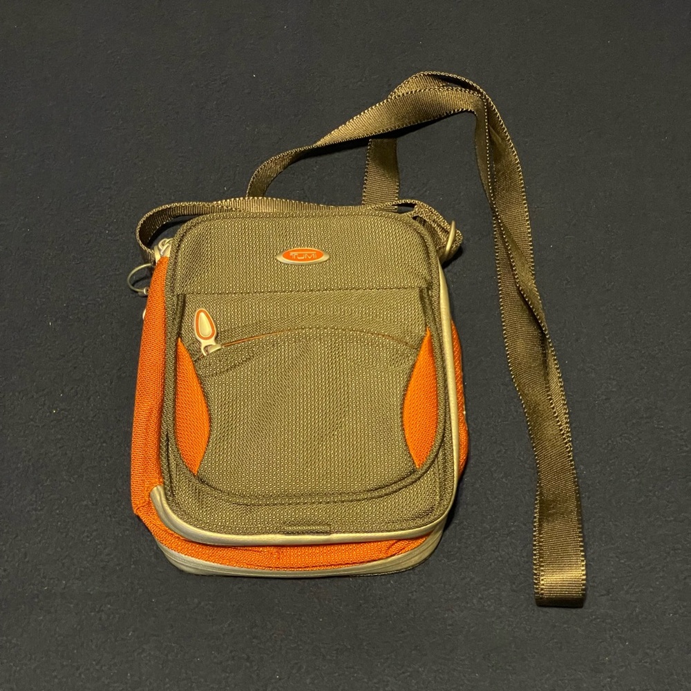 Tumi Ducati Corse Shoulder Bag Gray Silver Orange